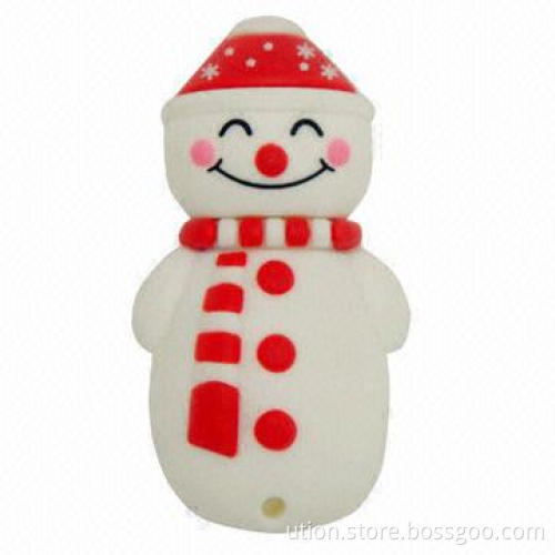 Snowman USB Flash Stick with 1 to 32GB Memory Capacity, Free Printing and Package